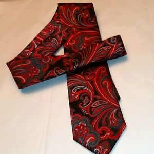 PAISLEY NECKTIE, BLACK & RED
